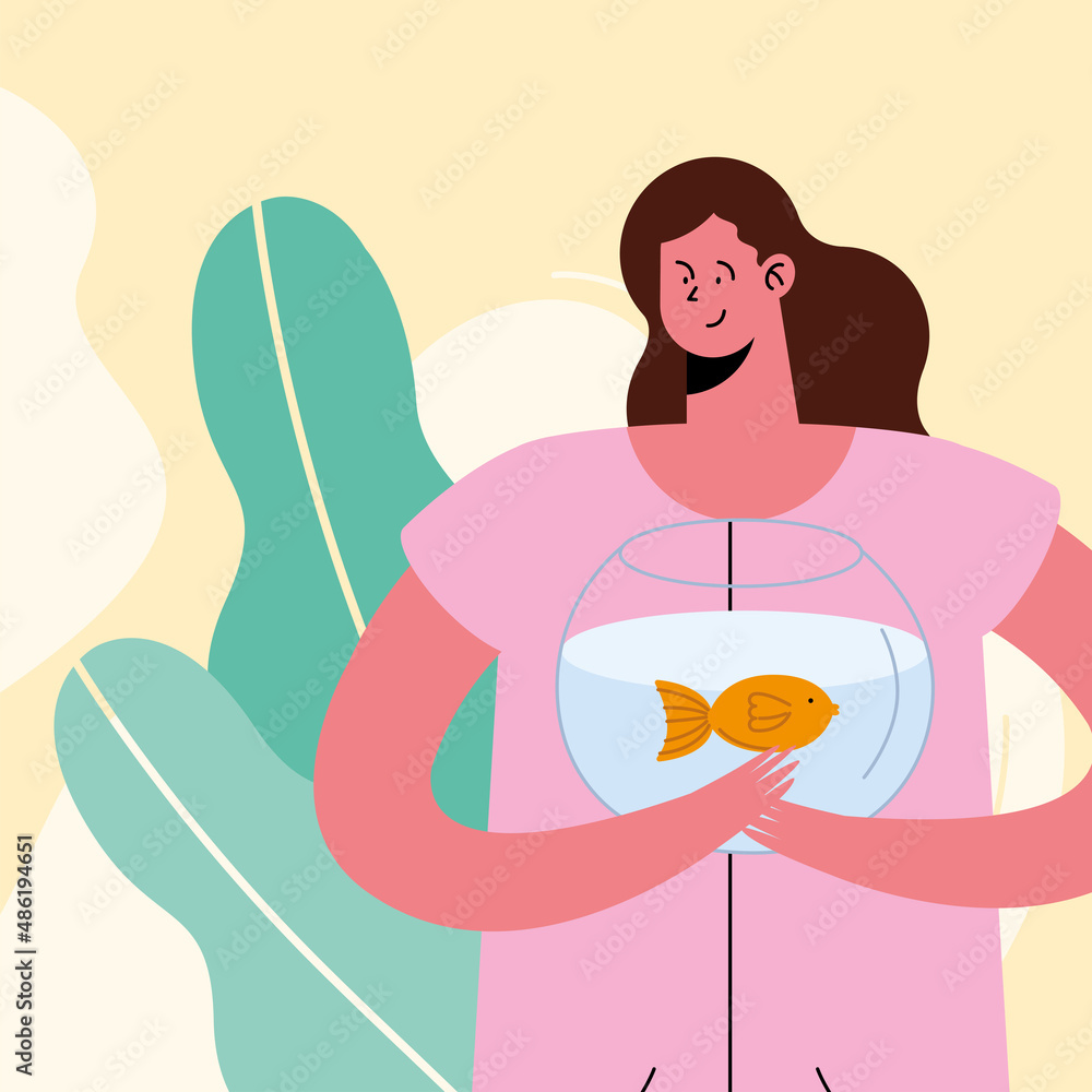 female veterinary with aquarium female veterinary with aquarium