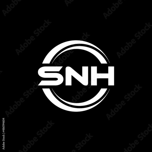 SNH letter logo design with black background in illustrator, vector logo modern alphabet font overlap style. calligraphy designs for logo, Poster, Invitation, etc. photo