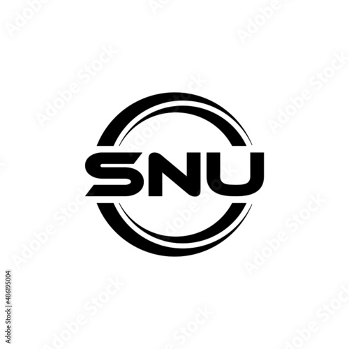 SNU letter logo design with white background in illustrator  vector logo modern alphabet font overlap style. calligraphy designs for logo  Poster  Invitation  etc.
