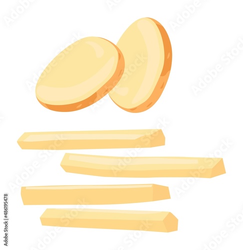 Sliced potato, vegetables and healthy dieting