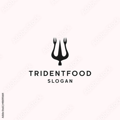 Trident food logo icon flat design template
