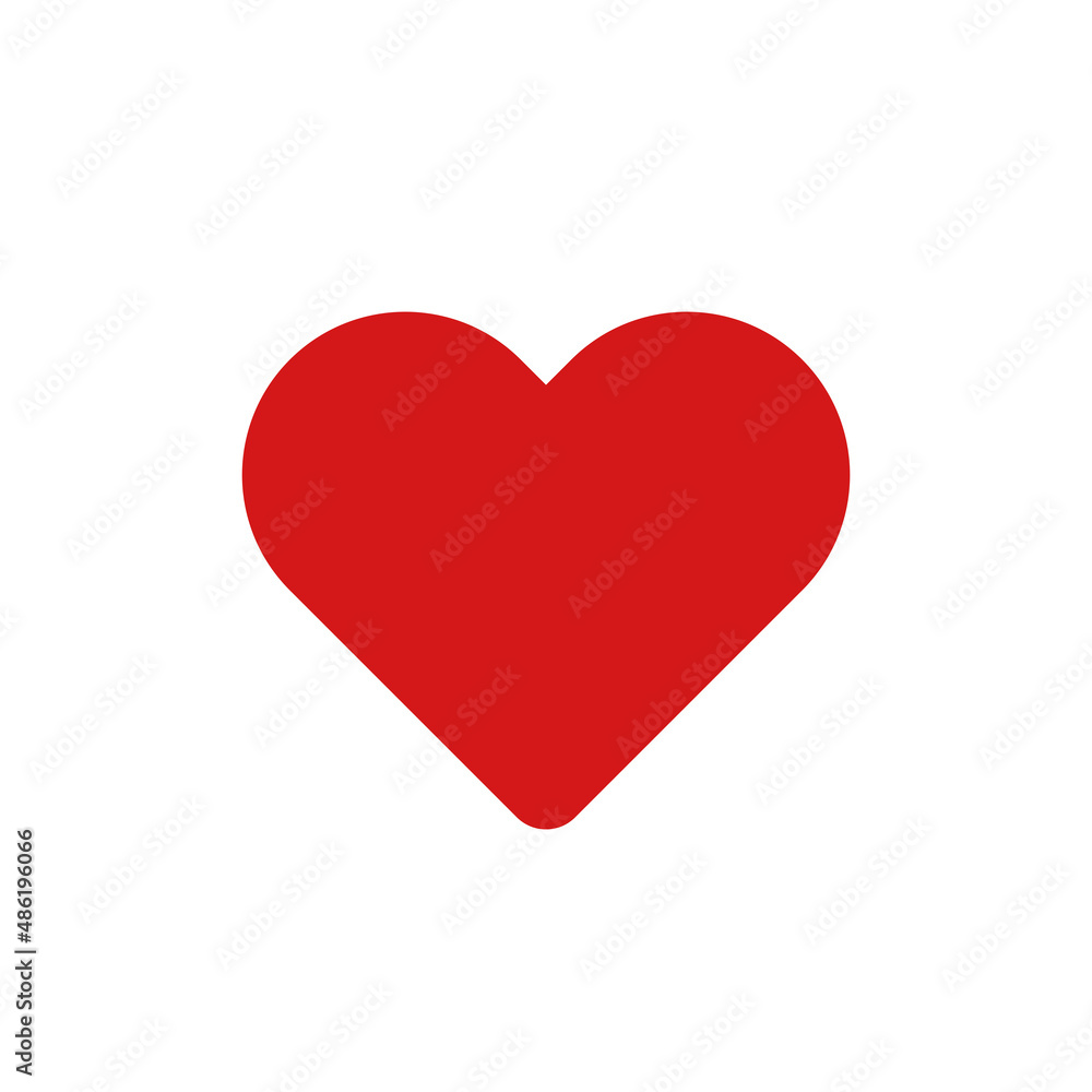 Flat vector illustration of love heart icon. Suitable for design element of loving couple, valentine day, health care, and romantic feeling.