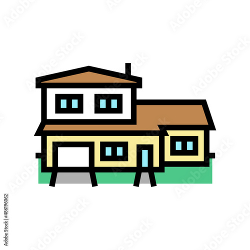 split-level house color icon vector. split-level house sign. isolated symbol illustration