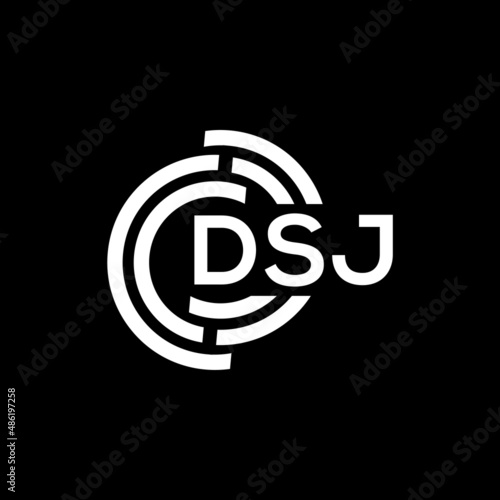 DSJ letter logo design on black background. DSJ creative initials letter logo concept. DSJ letter design. photo
