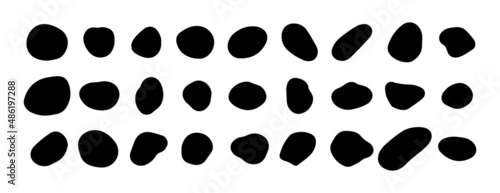 Random black shapes set. Organic abstract splodge elements monochrome collection. Blob shapes vector. 