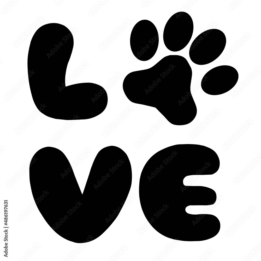 Animal love symbol paw print with heart, isolated vector. Love with pet footprint. Funny vector. Good for posters, textiles, gifts, t shirts. Animal love symbol paw print with heart, isolated vector. Love with pet footprint. Funny vector. Good for posters, textiles, gifts, t shirts.