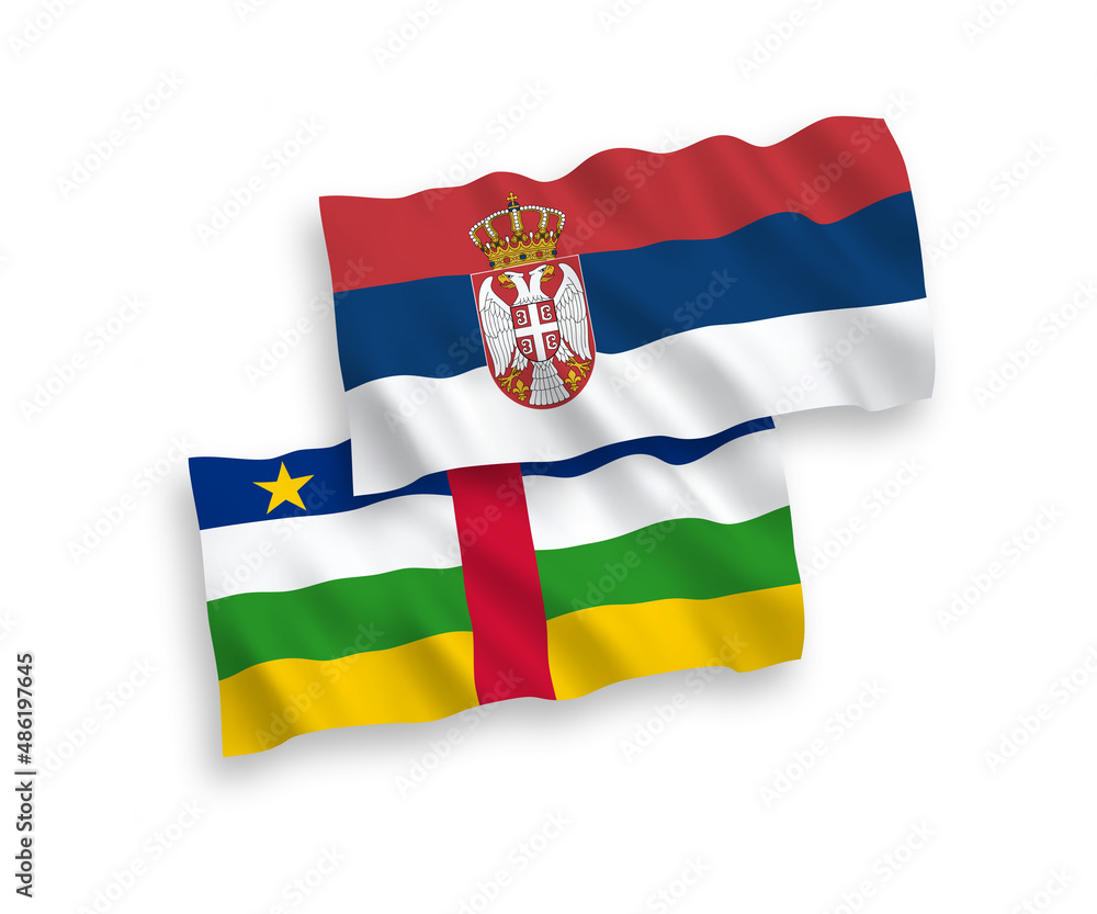 Flags of Central African Republic and Serbia on a white background Flags of Central African Republic and Serbia on a white background