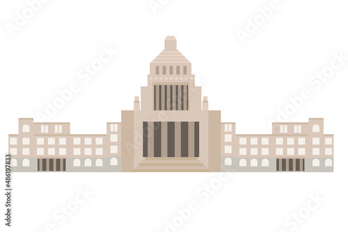日本の国会議事堂の正面イラスト　建物　日本政府　立法　建物 photo