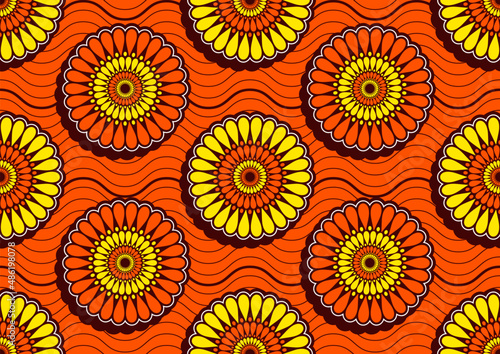 seamless pattern of african textile art, Abstract Flower image and background, fashion artwork for print, vector file eps10.