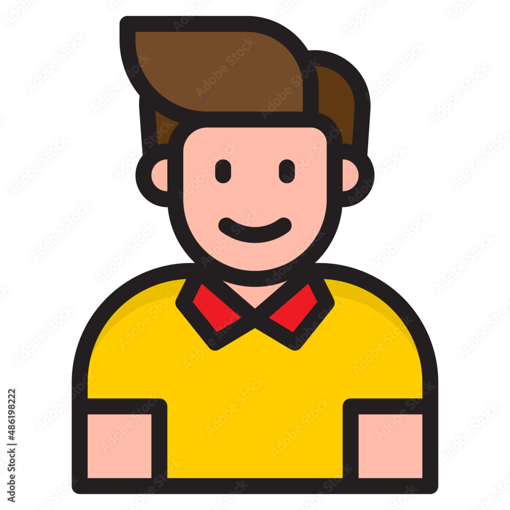 boy avatar color line style icon
