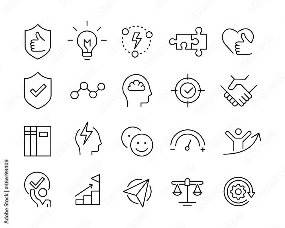 Fototapeta premium Core Value Icons - Vector Line Icons. Editable Stroke. Vector Graphic
