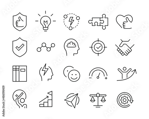 Core Value Icons - Vector Line Icons. Editable Stroke. Vector Graphic