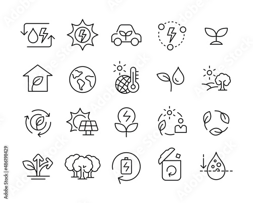 Ecology Icons - Vector Line Icons. Editable Stroke. Vector Graphic
