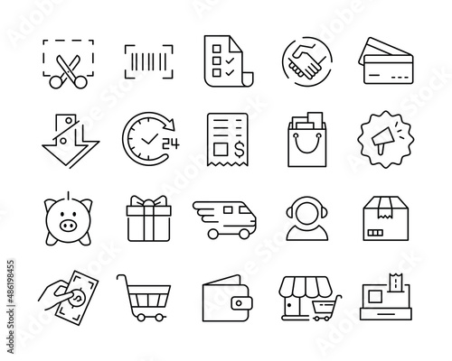 Shopping Icons - Vector Line Icons. Editable Stroke. Vector Graphic