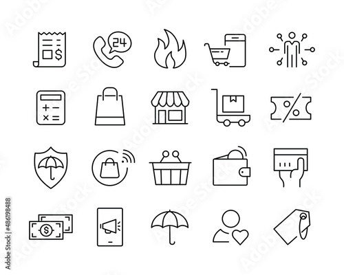 Shopping Icons - Vector Line Icons. Editable Stroke. Vector Graphic
