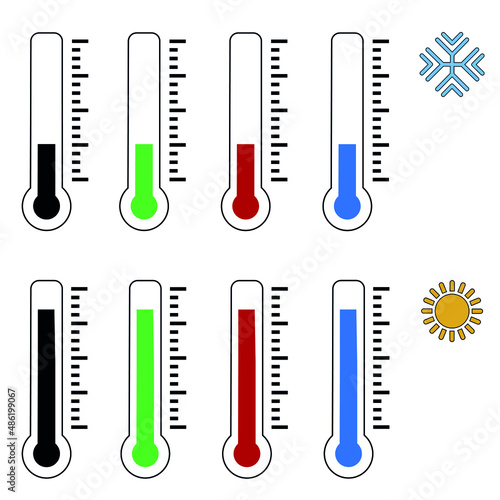 Thermometer icon set isolated on white background. Vector illustration