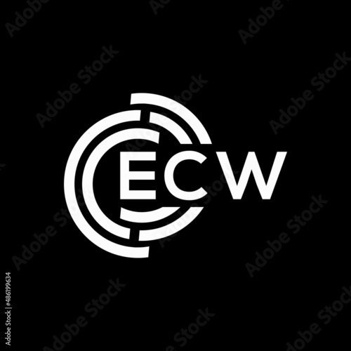 ECW letter logo design on black background. ECW creative initials letter logo concept. ECW letter design. photo