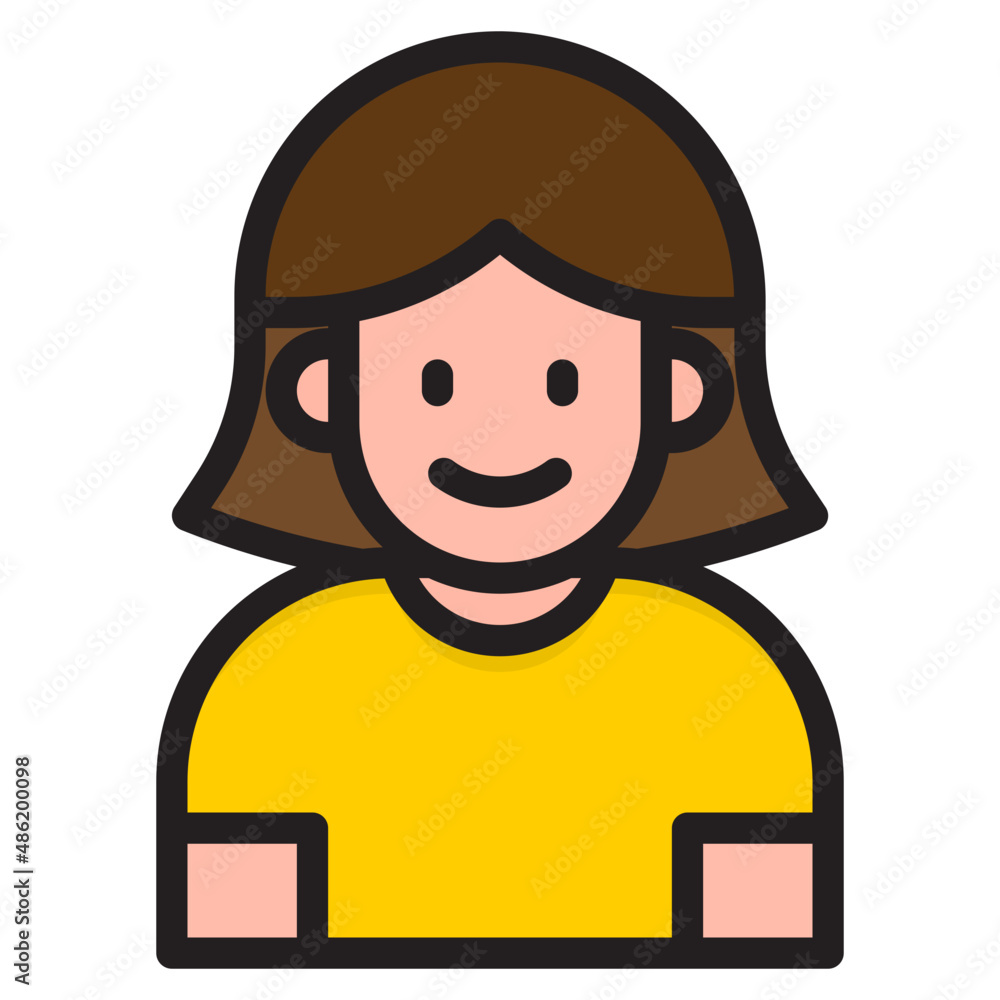 girl avatar color line style icon girl avatar color line style icon
