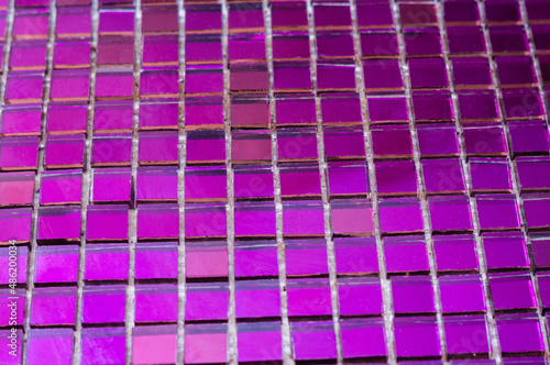 Purple square glass tile. Background image, copy space