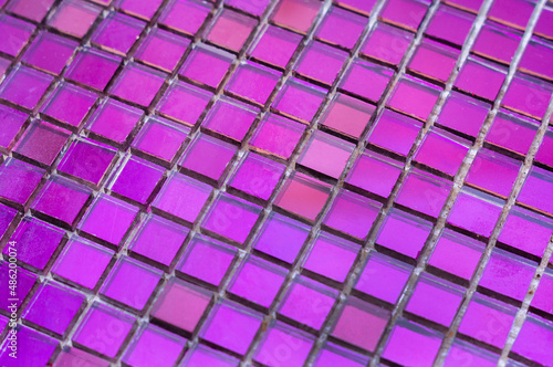 Purple square glass tile. Background image, copy space