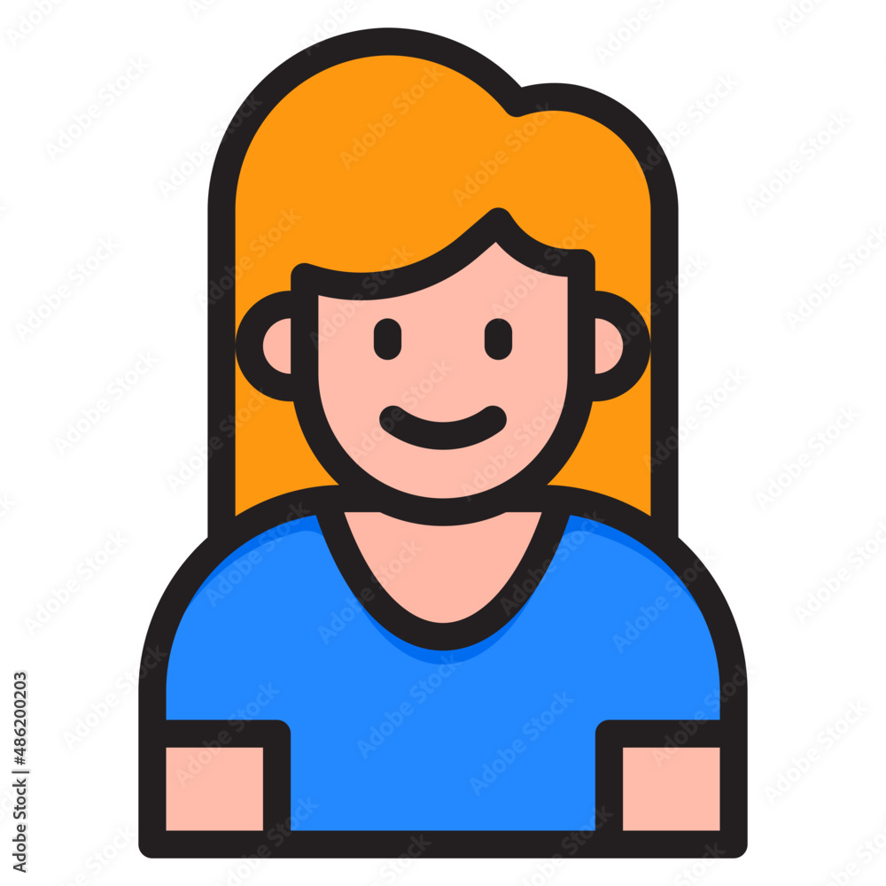 girl avatar color line style icon girl avatar color line style icon