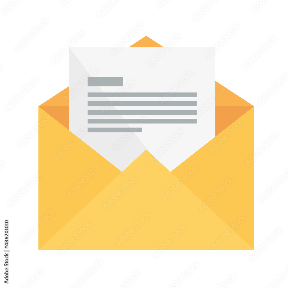 open envelope with paper isolated open envelope with paper isolated