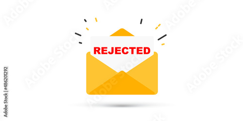 Open yellow envelopes with words accepted and rejected illustration