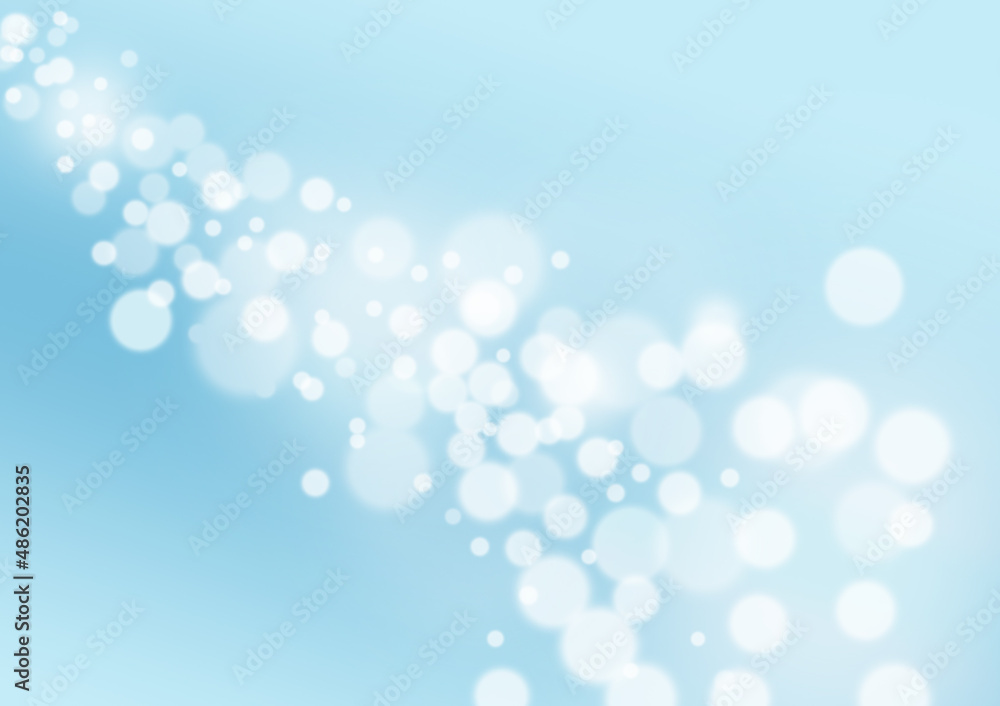Blurred Lights on natural blue and white background. Bokeh colorful glows sparkle beautiful