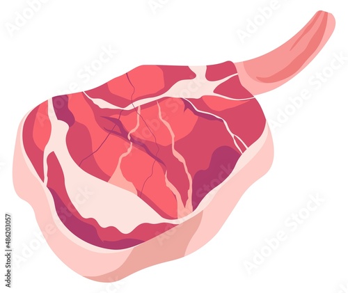 Ribeye pork chop, cut meat in butchery shop vector