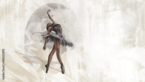 Fototapeta samoprzylepna namalowana balerina na abstrakcyjnym tle