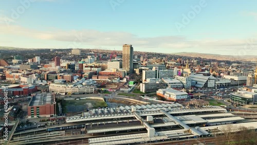 Sheffield City Centre top notch capital infrastructure UK aerial photo