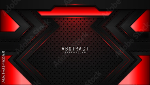 Modern black and red abstract geometric shapes background design template, gaming background template design	