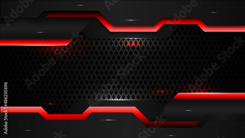 Red and black abstract background, modern geometric shapes Futuristic background, gaming background template design