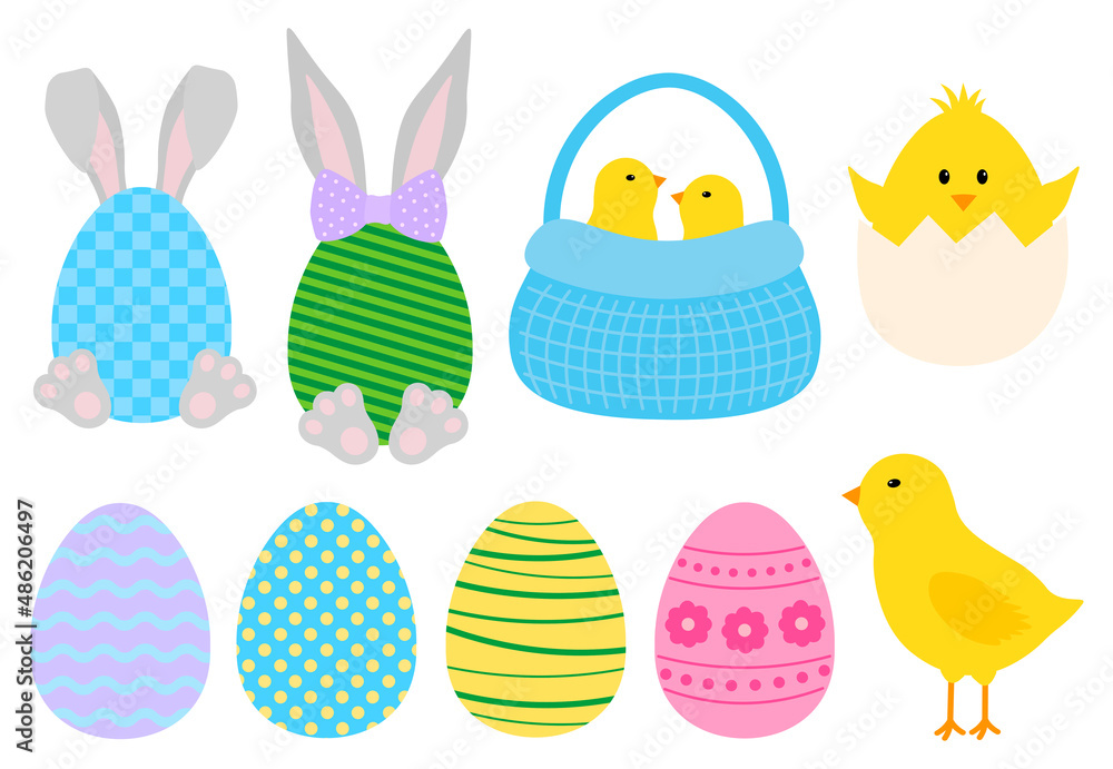 Set Easter Chicks eggs vector illustration Set Easter Chicks eggs vector illustration