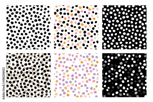 Set of patterns with spotted print in different colors