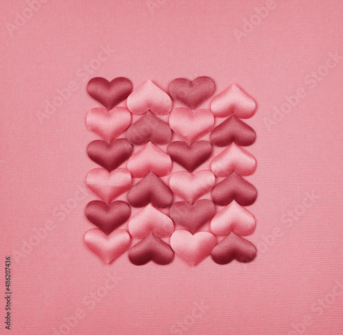 Red and coral satin hearts ...