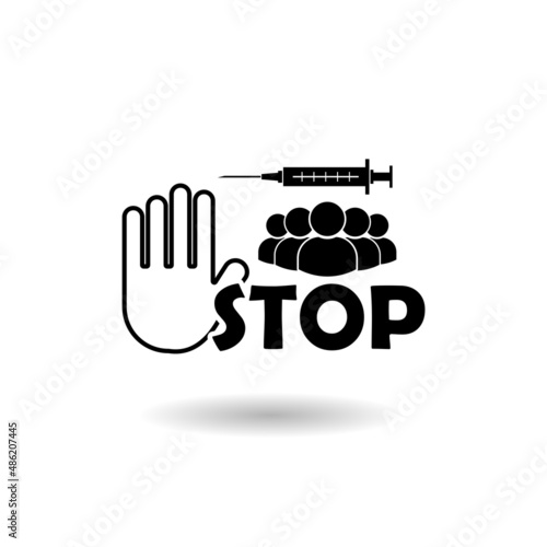 Stop vaccination icon with shadow