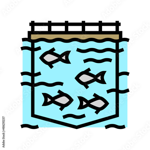 sea cages salmon color icon vector. sea cages salmon sign. isolated symbol illustration