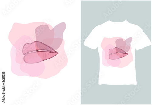 Creative drawing of plump female lips. The vector illustration is ready to print on t-shirts, apparel, posters and more. Plump Lips in Line art style.