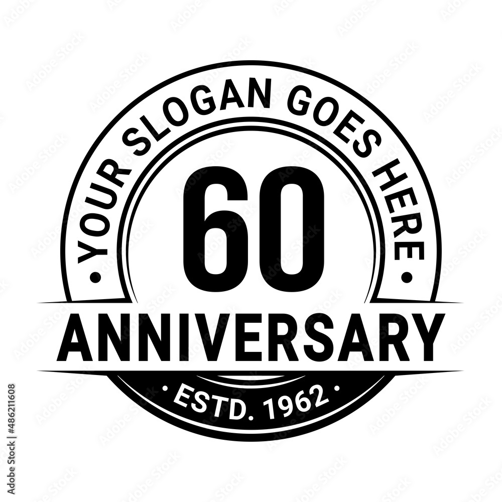 60 years anniversary logo design template. Vector illustration.