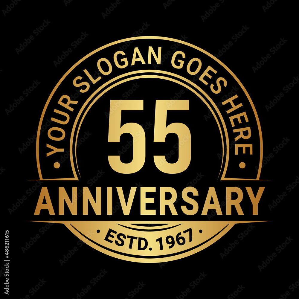 55 years anniversary logo design template. Vector illustration.