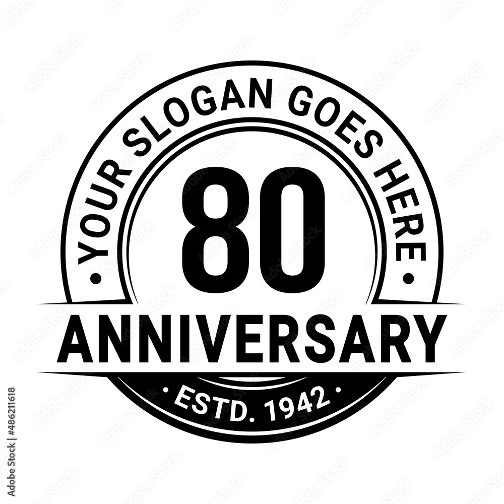 80 years anniversary logo design template. Vector illustration.