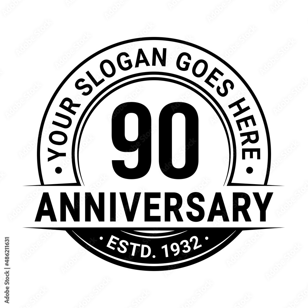 90 years anniversary logo design template. Vector illustration.