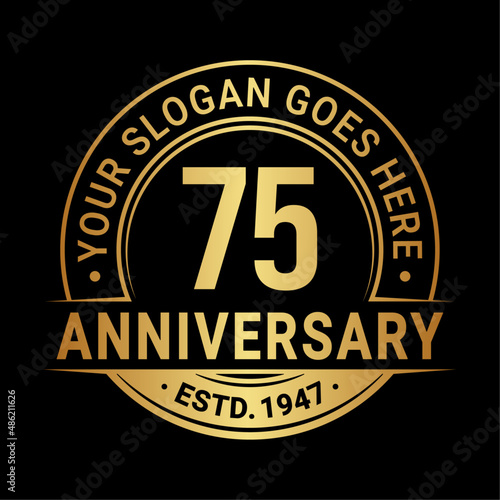 75 years anniversary logo design template. Vector illustration.