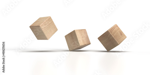 Fototapeta Naklejka Na Ścianę i Meble -  Business concept and design - abstract geometric wooden cube with surreal layout on white background. as a symbol of leadership Teamwork and growth