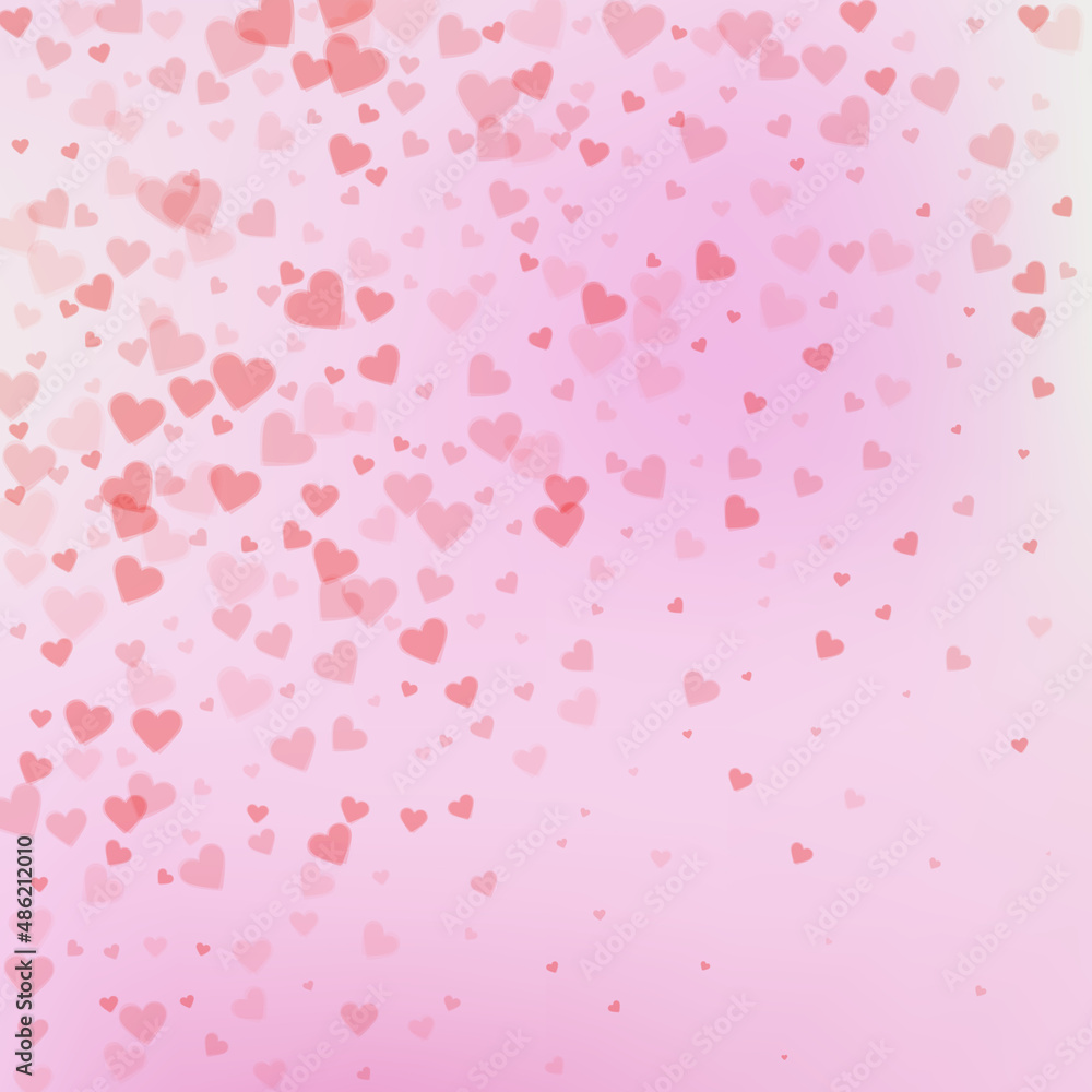 Red heart love confettis. Valentine's day gradient