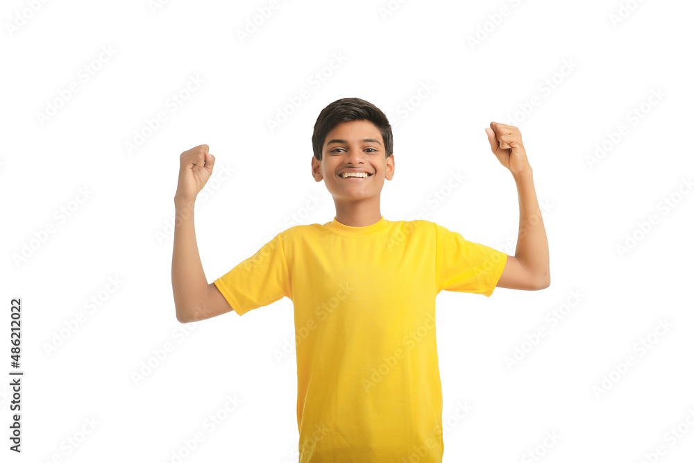 Indian child giving expression on white background. Indian child giving expression on white background.