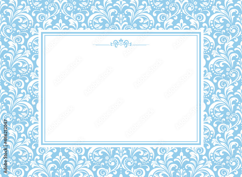 Abstract floral blue pattern. Vector seamless background. Perfect for invitations or announcements..