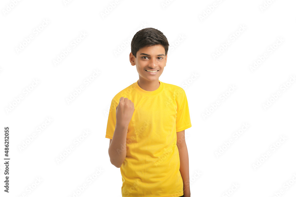 Indian child giving expression on white background. Indian child giving expression on white background.