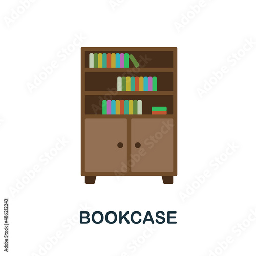 Bookcase flat icon. Colored element sign from books collection. Flat Bookcase icon sign for web design, infographics and more.